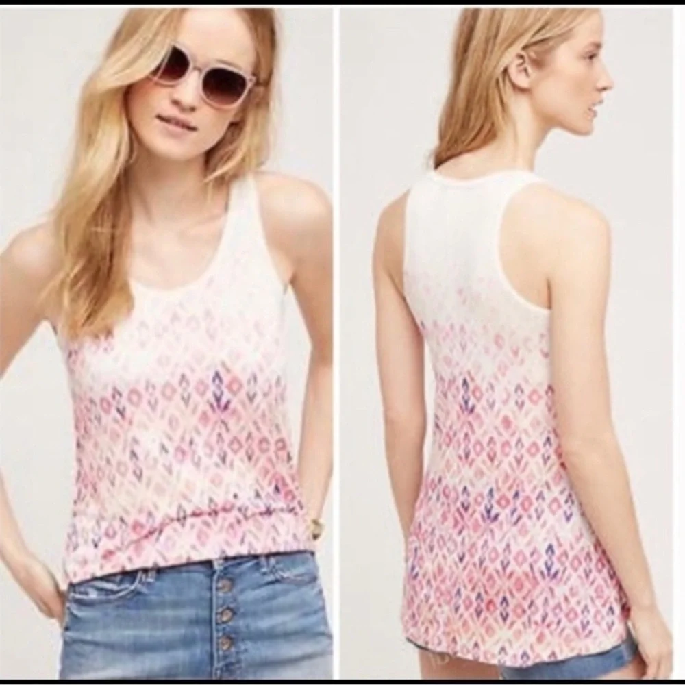Anthropologie Pink and White Relaxed Tank Top - Picture 2 of 8